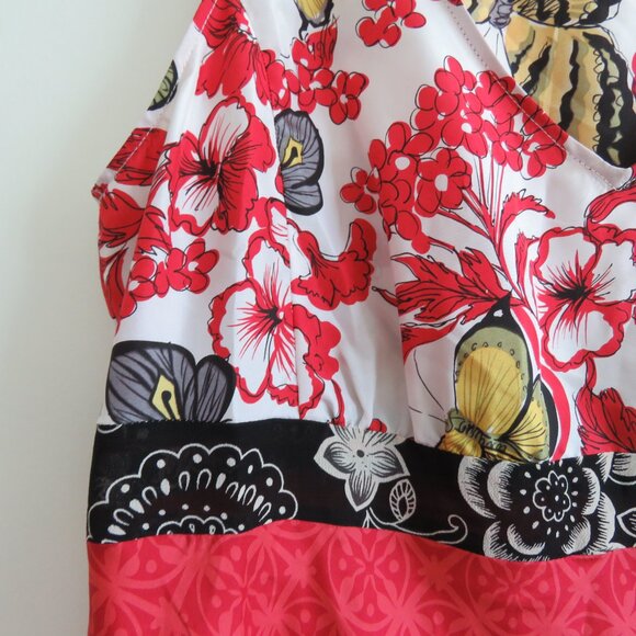 VINTAGE Y2K CABI 100% Silk Asian Inspired Floral Butterfly Babydoll Top Boho M - Picture 8 of 16